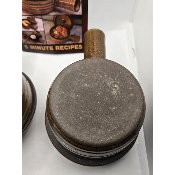 Stone Wave Microwave Cooker Set of 2 w/ Lids, 18 Recipe Book Ceramic Stoneware - Picture 12 of 15